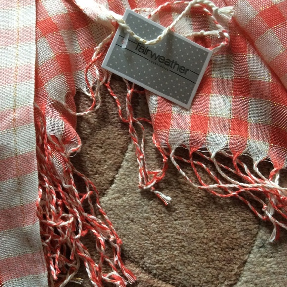 Set of two scarves, checker peach and mint , new - Picture 4 of 5
